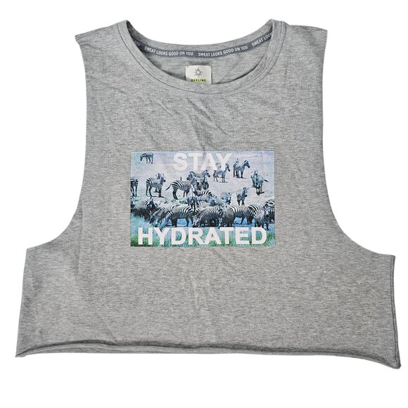 Offline by Aerie Women's Grey Stay Hydrated Graphic Print Muscle Tee Size L NWT - Picture 1 of 11